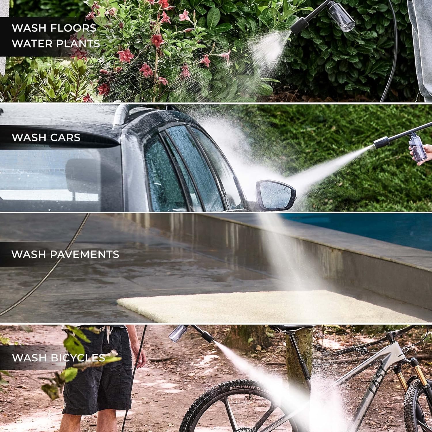 HOTO 20V Cordless Power Washer Pro, Portable Power Cleaner, USB-C Rechargeable, 5-in-1 Nozzle, 2.5Ah Battery, 290 Psi for Washing Car/Fence/Floor Cleaning/Watering (HTT0023EU / QWXCJ002) - Image 6