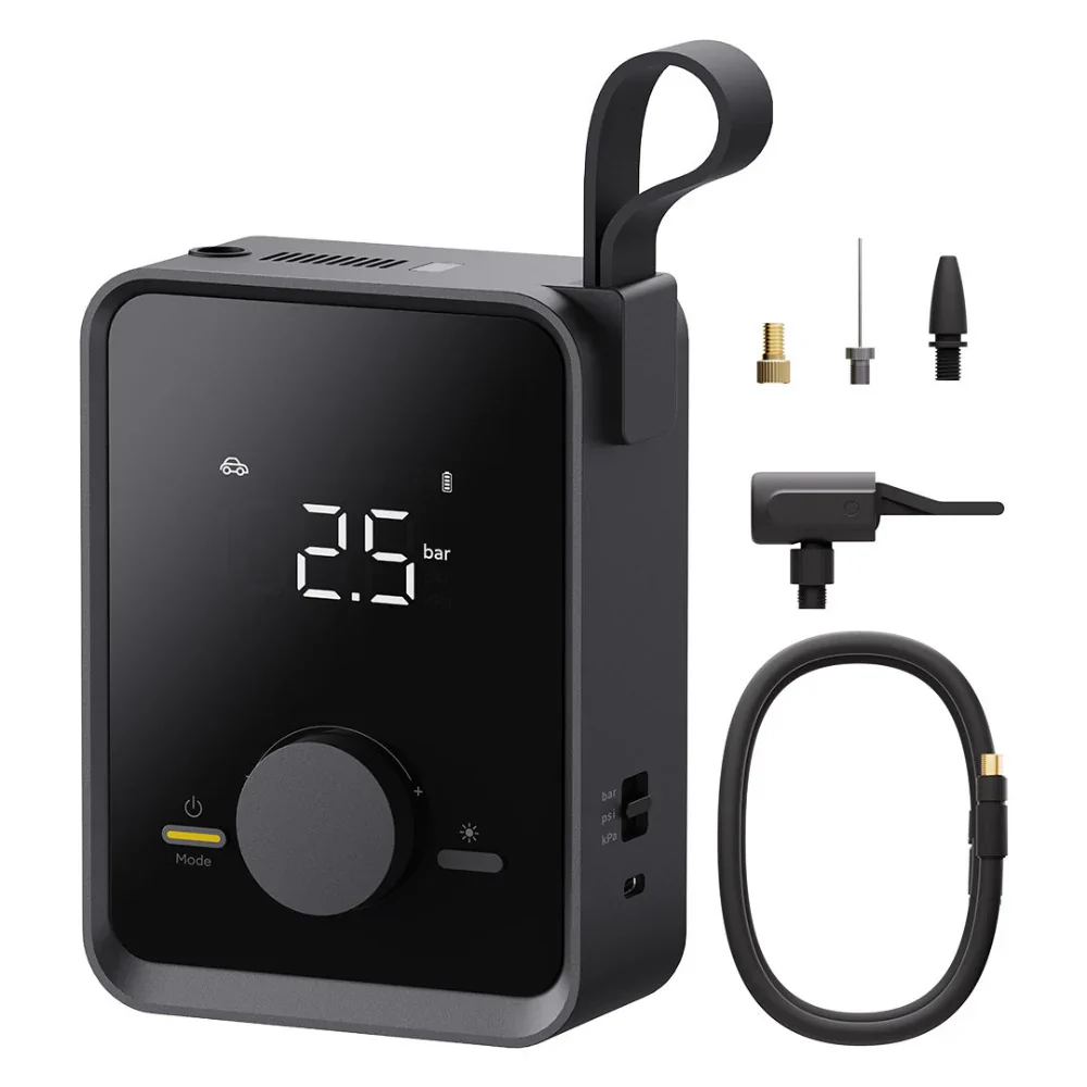 HOTO Air Pump Pro | Portable Electric Tire Inflator with Digital Pressure Gauge – 120 PSI, 4 Preset Modes, Quick-Connect Hose & LED Light – Car, Bike, Motorcycle (HOE0008GL / QWCQB003) - Image 4