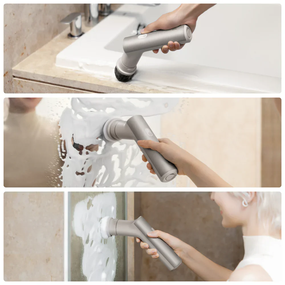 HOTO Electric Kitchen Spin Scrubber, 9-in-1 Power Cleaning Brush Set, 300 RPM High-Torque Motor, IPX7 Waterproof, 4000mAh Rechargeable Battery, Multi-Surface Cleaner for Kitchen Sink, Tiles, Stovetops & Bathroom (HFE0029GL / QWQJS001) - Image 2