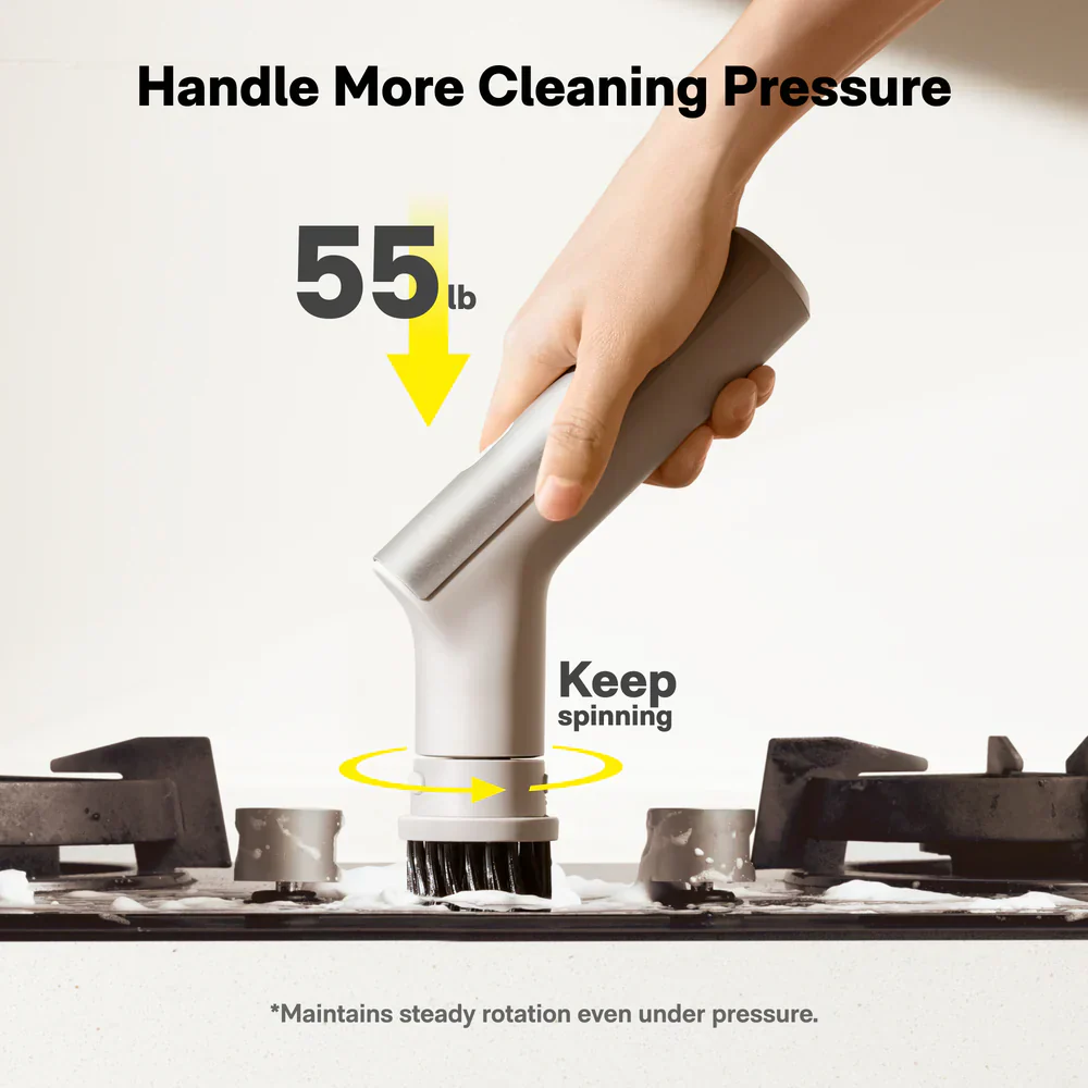 HOTO Electric Kitchen Spin Scrubber, 9-in-1 Power Cleaning Brush Set, 300 RPM High-Torque Motor, IPX7 Waterproof, 4000mAh Rechargeable Battery, Multi-Surface Cleaner for Kitchen Sink, Tiles, Stovetops & Bathroom (HFE0029GL / QWQJS001) - Image 5