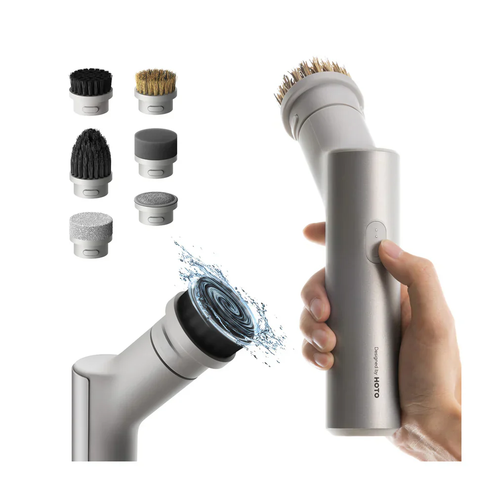 HOTO Electric Kitchen Spin Scrubber, 9-in-1 Power Cleaning Brush Set, 300 RPM High-Torque Motor, IPX7 Waterproof, 4000mAh Rechargeable Battery, Multi-Surface Cleaner for Kitchen Sink, Tiles, Stovetops & Bathroom (HFE0029GL / QWQJS001) - Image 7