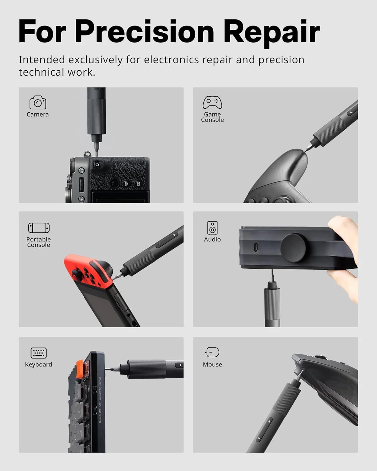 HOTO Electric Precision Screwdriver Set | 170 RPM Cordless Driver, 25 S2-Steel Bits, USB-C Recharge, Magnetic Case | Ideal for Phones, Laptops, Gadgets & DIY Repair (HTE0010GL / QWLSD010) - Image 6