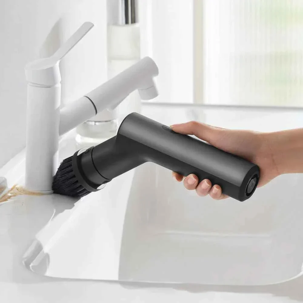 HOTO Electric Spin Scrubber – Cordless Long-Handle Cleaning Brush with 6 Replaceable Heads, IPX7 Waterproof, Up to 110 Min Runtime, for Bathroom, Floor, Tile & Kitchen(HFE0003GL / QWQJS001) - Image 4